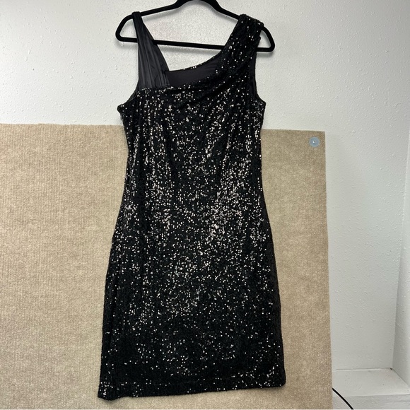 Calvin Klein Silk Combo Sequence Sleeveless Cocktail Dress Women’s Size 14 W - Picture 3 of 11